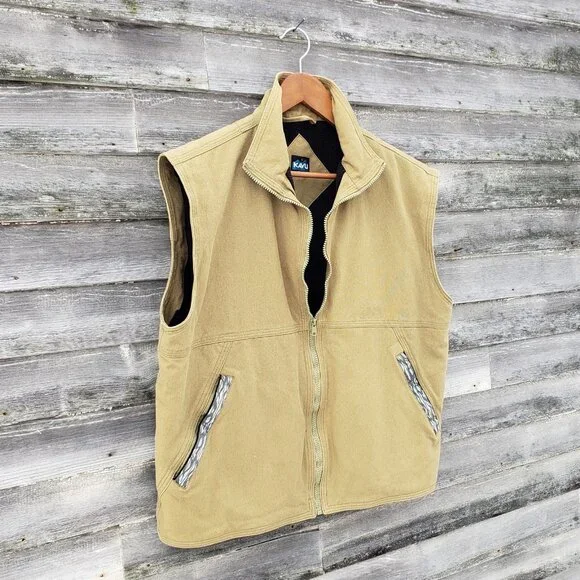 KAVU men's vest, heavy cotton canvas with fleece lining, men's M vintage style - Picture 2 of 6